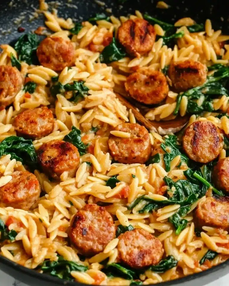 Creamy Spinach Chicken Sausage Orzo Recipe