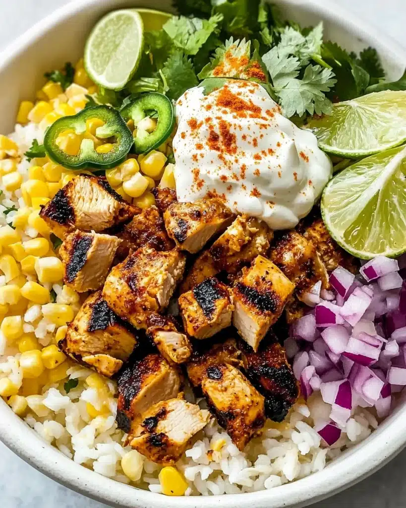 Mexican Street Corn Chicken Rice Bowl Recipe
