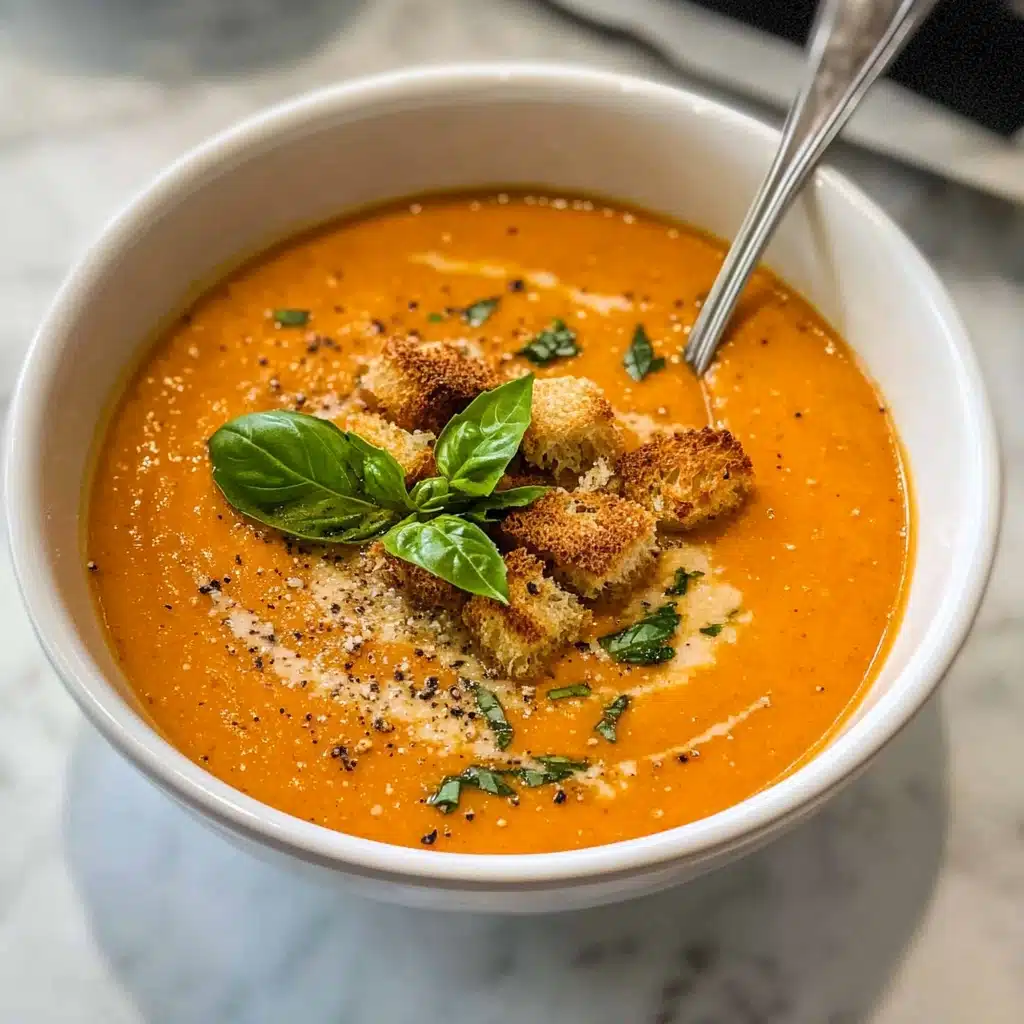 Creamy Parmesan Tomato Basil Soup Recipe - Recipe Image