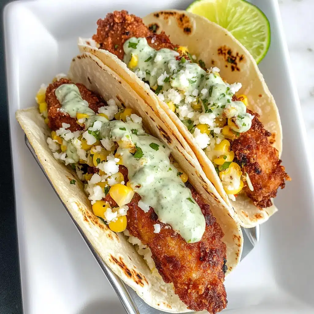 Crispy Chicken Street Corn Tacos with Jalapeno Lime Ranch Recipe - Recipe Image