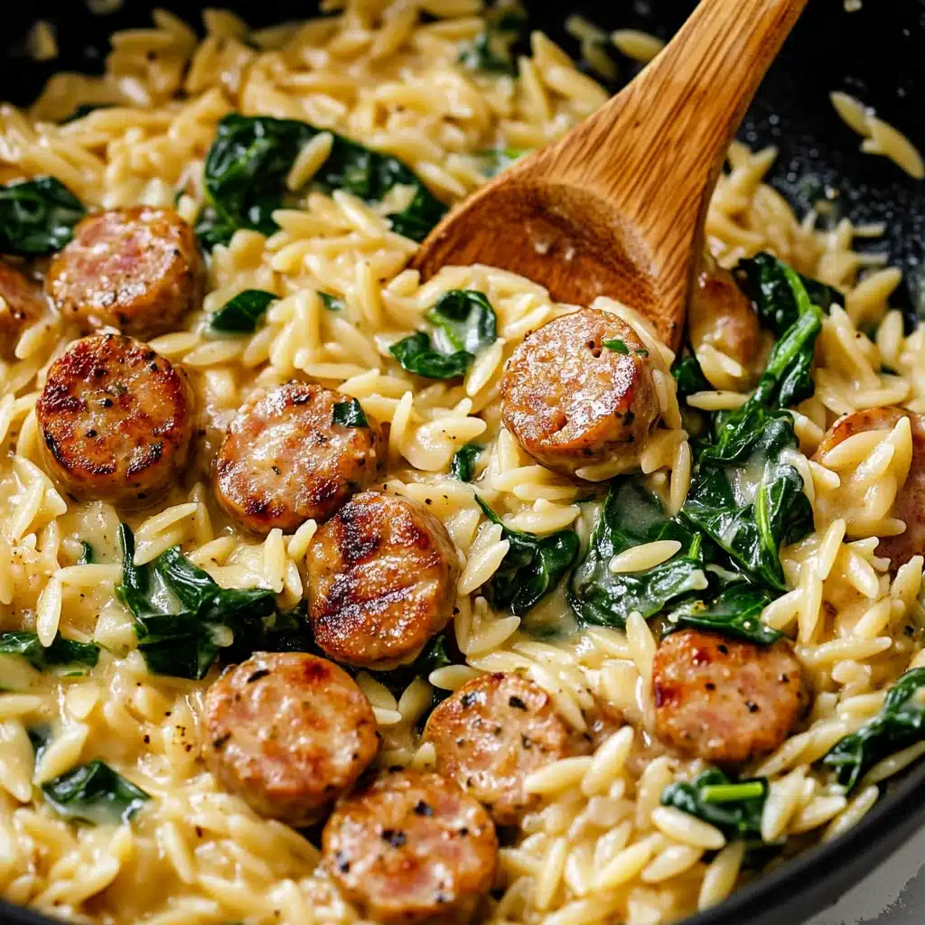 Creamy Spinach Chicken Sausage Orzo Recipe - Recipe Image