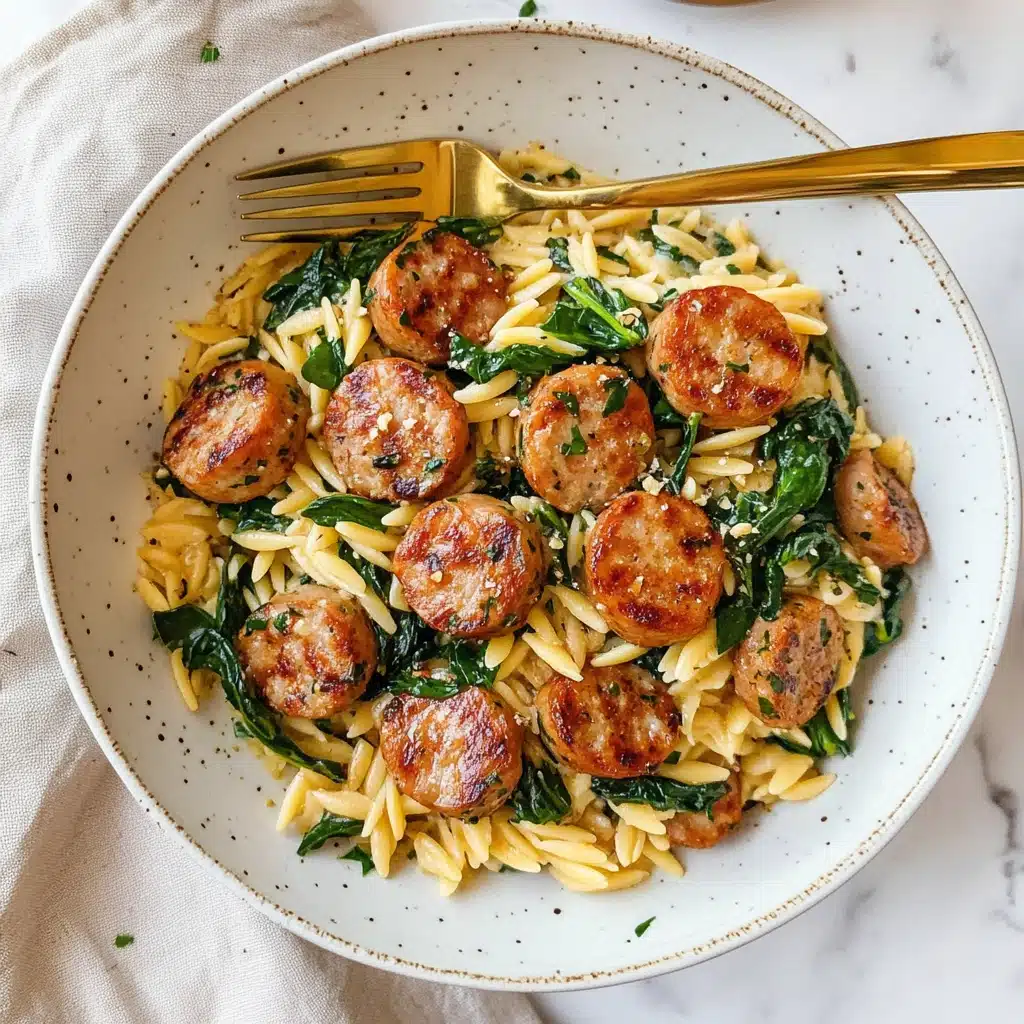 Creamy Spinach Chicken Sausage Orzo Recipe - Recipe Image