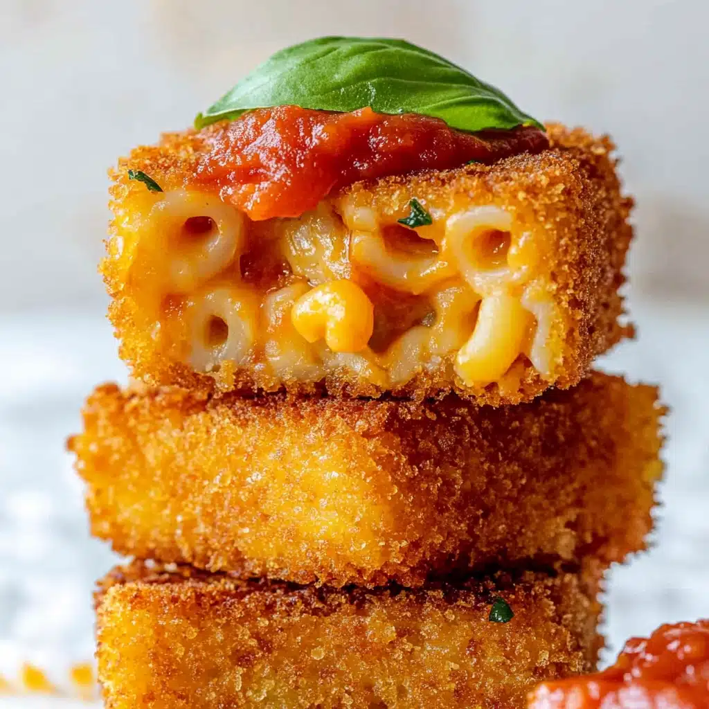 Fried Mac & Cheese Bites with Sweet Basil Marinara Recipe - Recipe Image