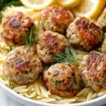 Greek Chicken Meatballs with Lemon Orzo Recipe