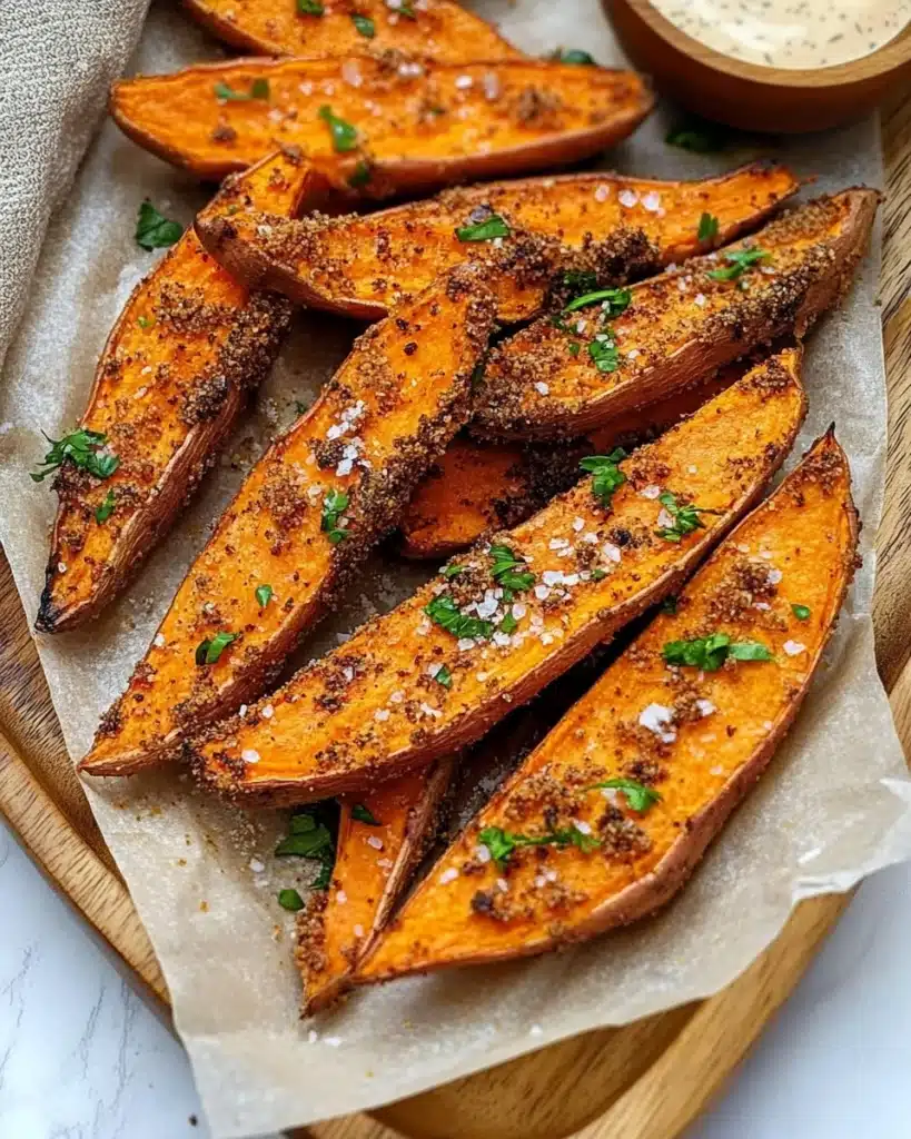 Garlic Parmesan Sweet Potato Wedges Recipe