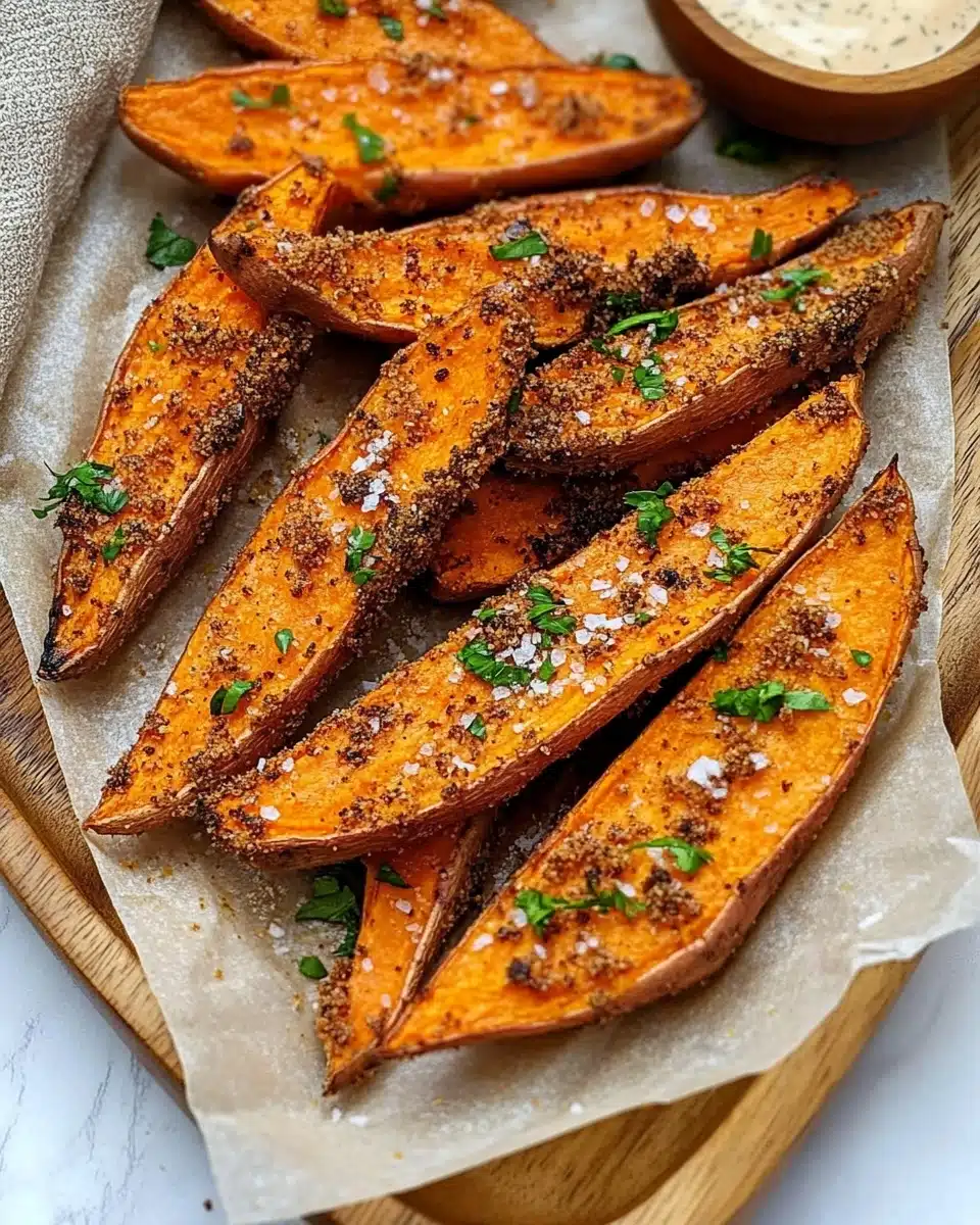 Garlic Parmesan Sweet Potato Wedges Recipe