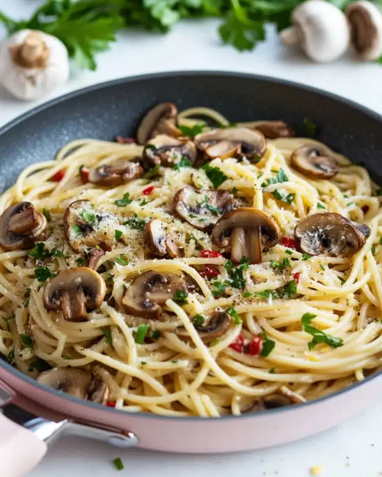 Mushroom and Garlic Spaghetti Dinner Recipe