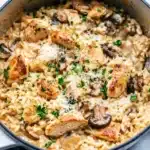 One Pot Creamy Parmesan Chicken with Mushroom Rice Recipe