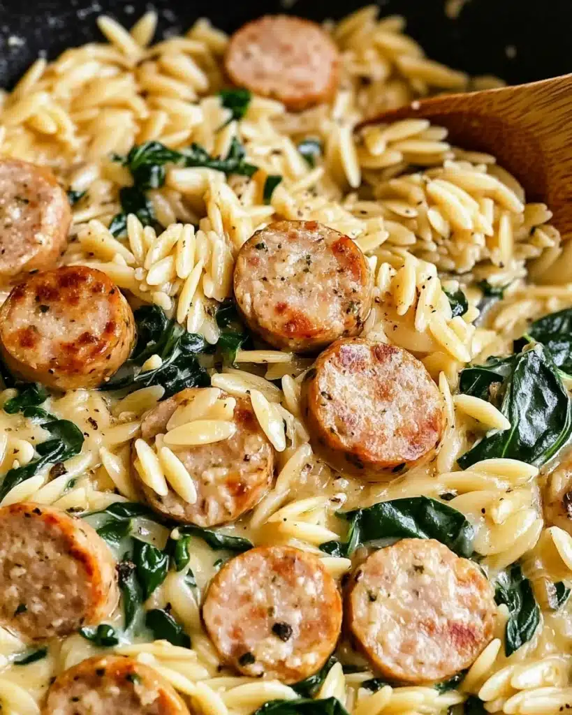 Creamy Chicken Sausage Orzo Skillet Recipe