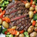 Sheet Pan Flank Steak with Garlic Roasted Potatoes Recipe