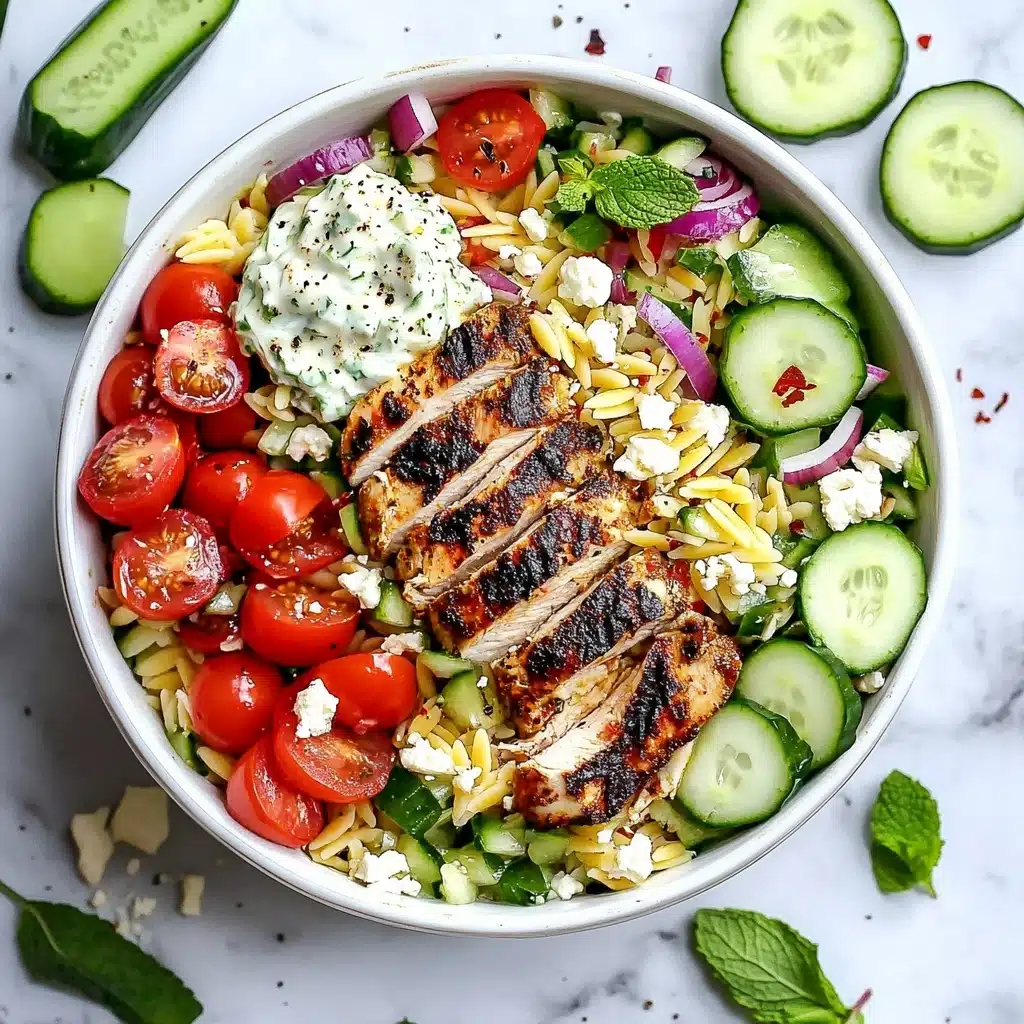 Greek Chicken Orzo Power Bowls Recipe - Recipe Image