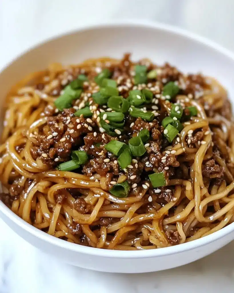 Mongolian Ground Beef Noodles Recipe