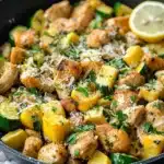 Skillet Lemon Parmesan Chicken with Zucchini and Squash Recipe