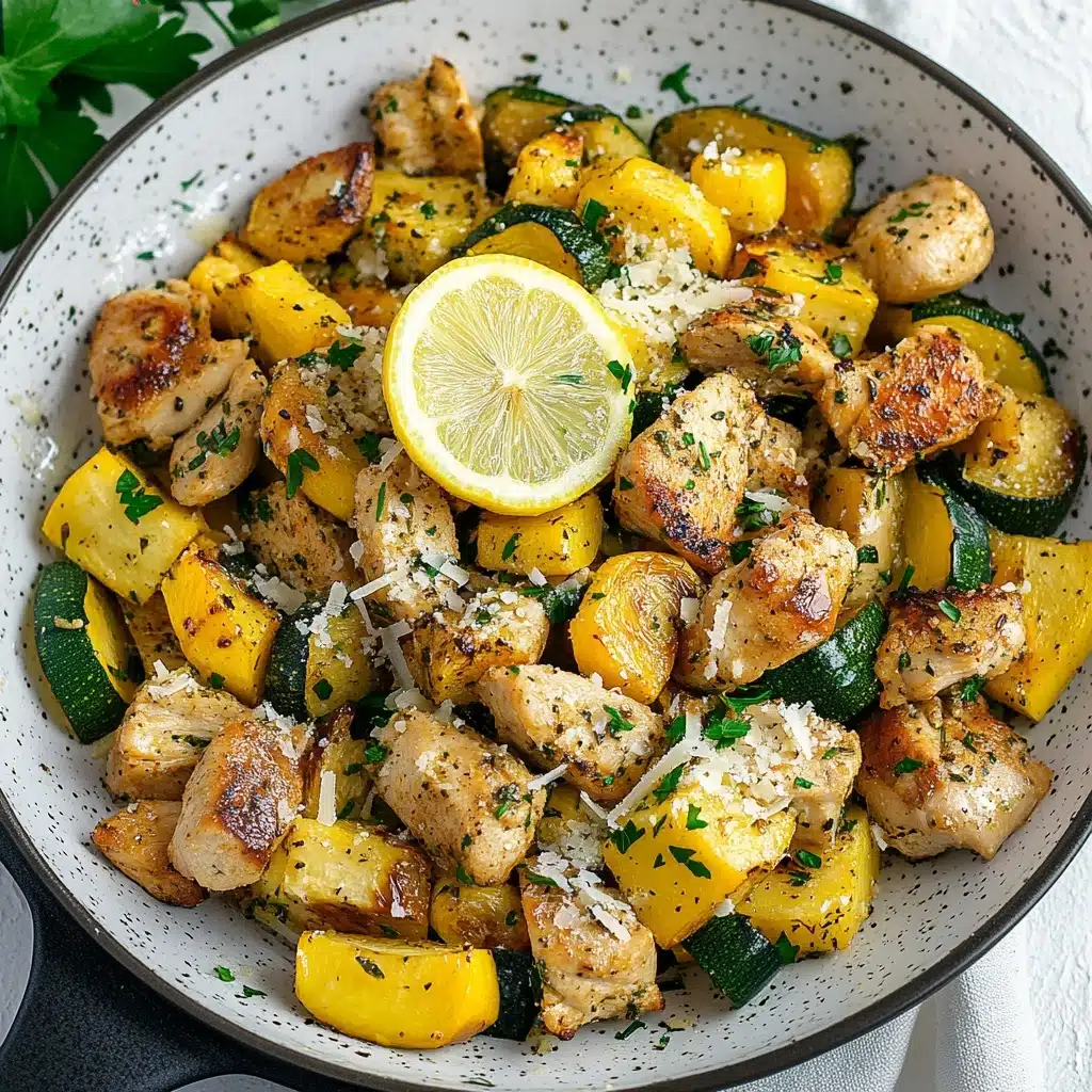 Skillet Lemon Parmesan Chicken with Zucchini and Squash Recipe - Recipe Image