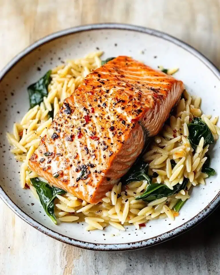 One Skillet Salmon with Lemon Orzo Recipe