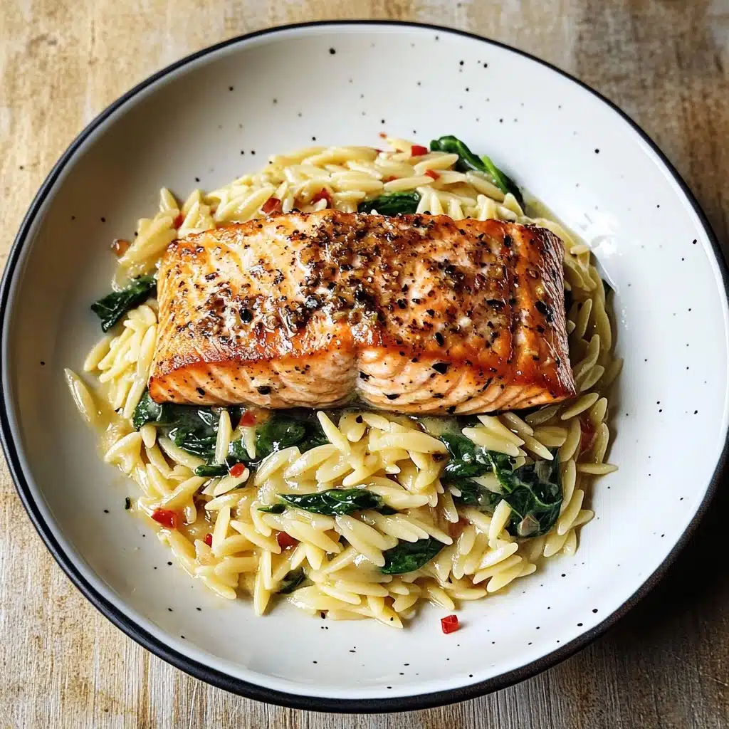 One Skillet Salmon with Lemon Orzo Recipe - Recipe Image
