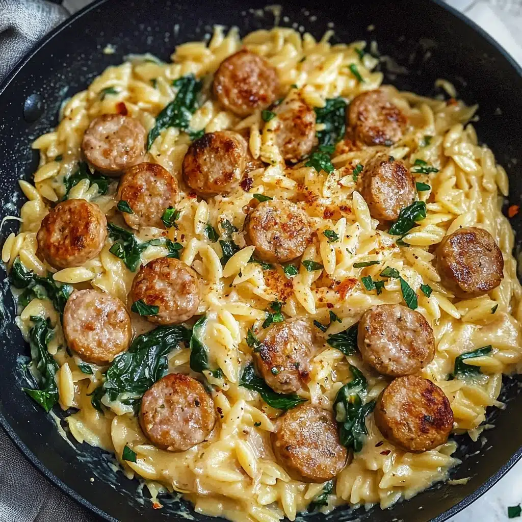 Creamy Chicken Sausage Orzo Skillet Recipe - Recipe Image
