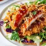 Asian Crunch Chicken Salad on Crispy Egg Roll Base Recipe