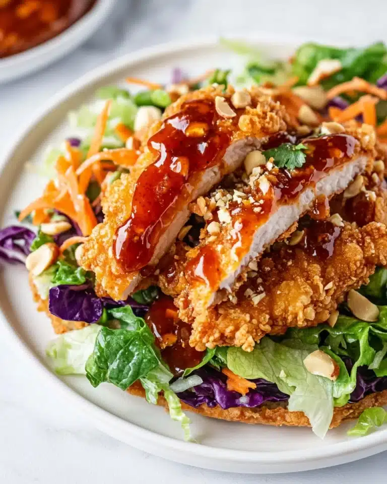 Asian Crunch Chicken Salad on Crispy Egg Roll Base Recipe
