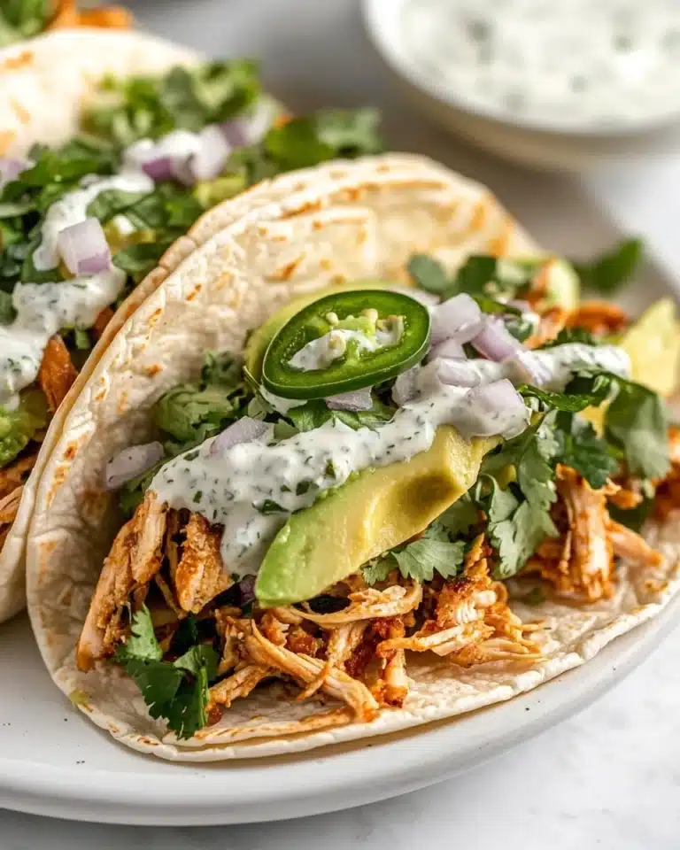 Shredded Chicken Tacos with Creamy Chimichurri Sauce Recipe