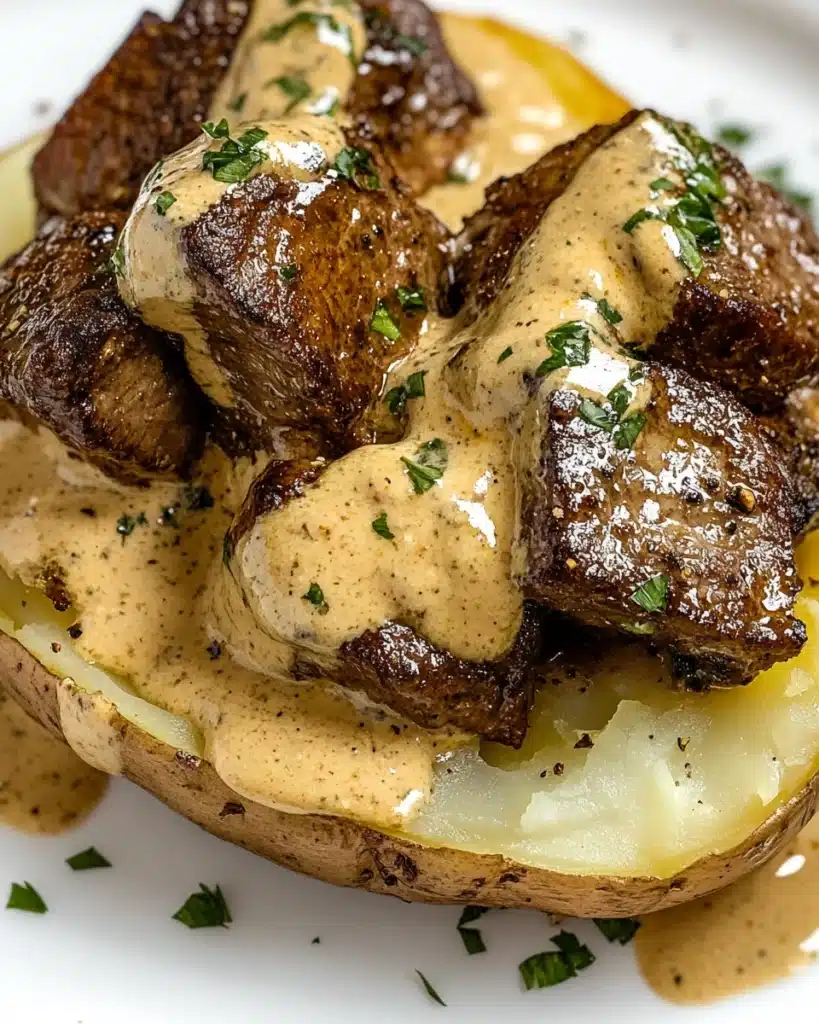 Loaded Baked Potato with Steak Bites Recipe