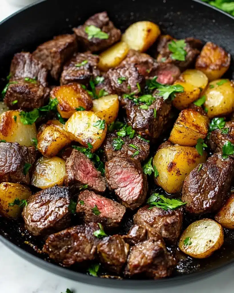 Garlic Butter Steak Bites and Potatoes Recipe