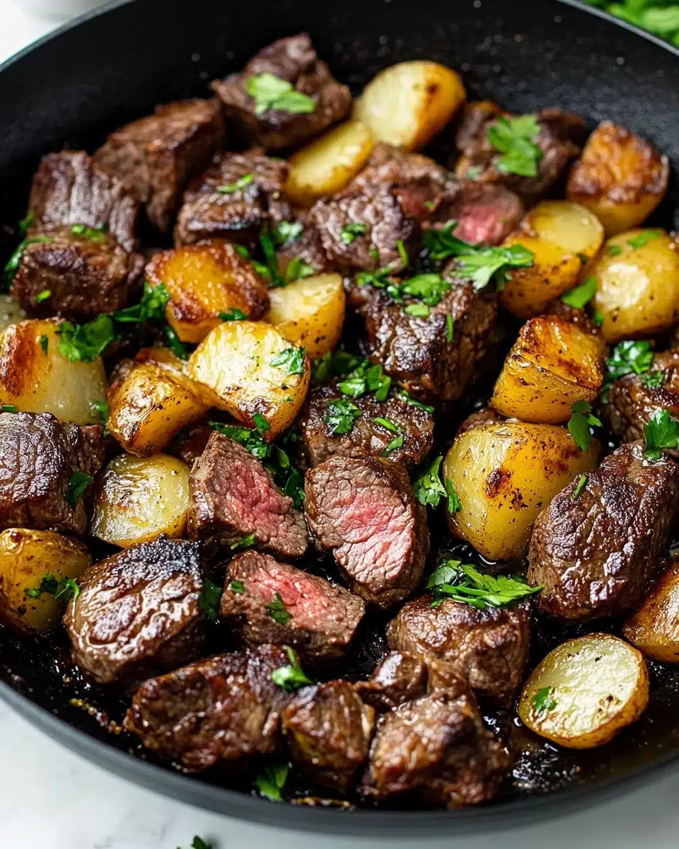 Garlic Butter Steak Bites and Potatoes Recipe