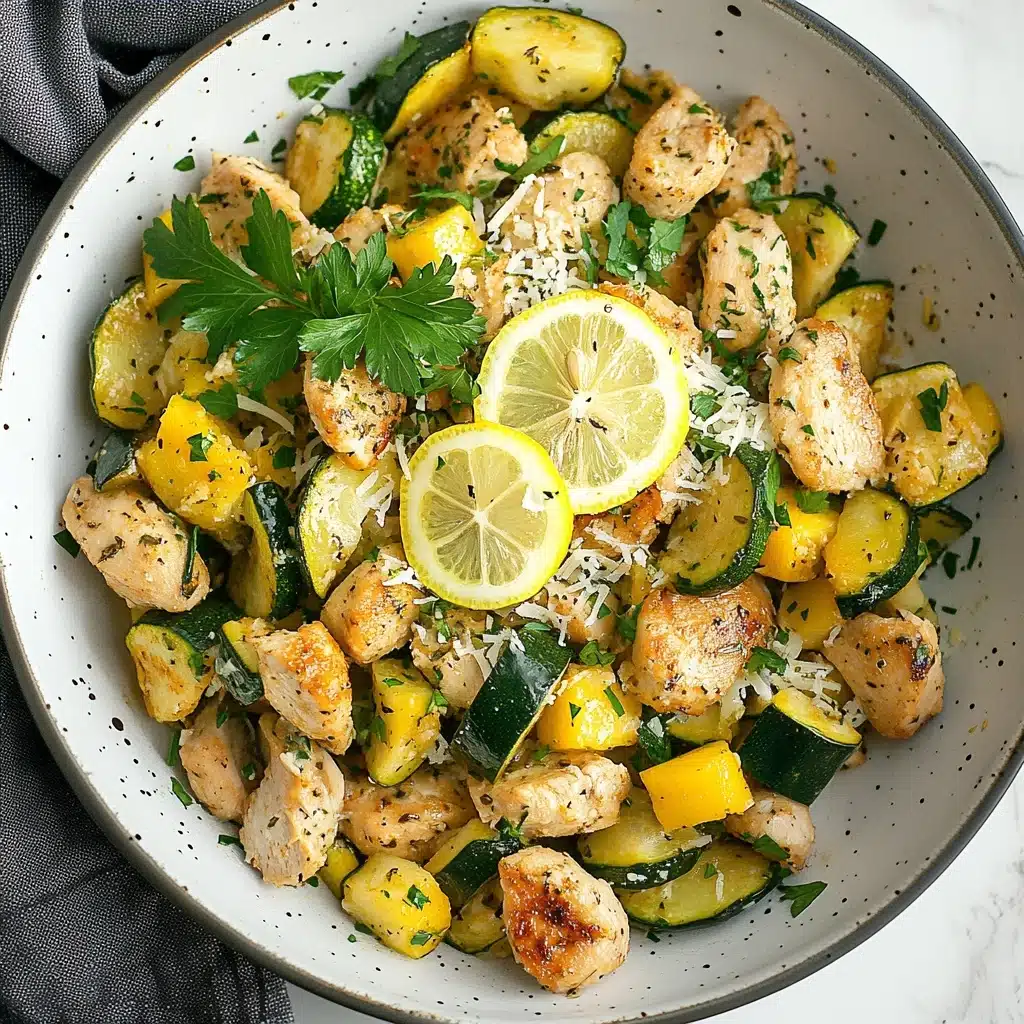 Skillet Lemon Parmesan Chicken with Zucchini and Squash Recipe - Recipe Image