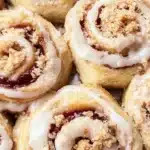 Peach Cobbler Cinnamon Rolls with Crumb Topping Recipe