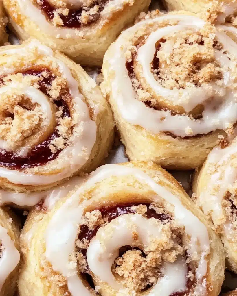 Peach Cobbler Cinnamon Rolls with Crumb Topping Recipe