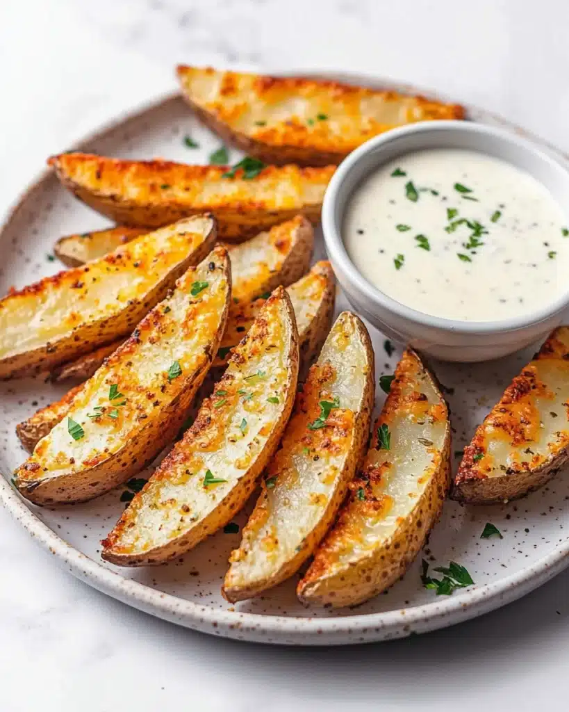 Baked Garlic Parmesan Potato Wedges Recipe