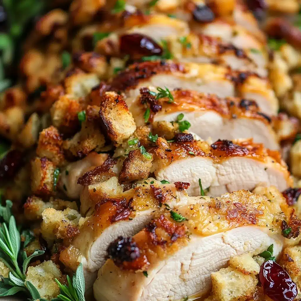 Sheet Pan Herb Roasted Turkey and Cranberry Pecan Stuffing Recipe - Recipe Image