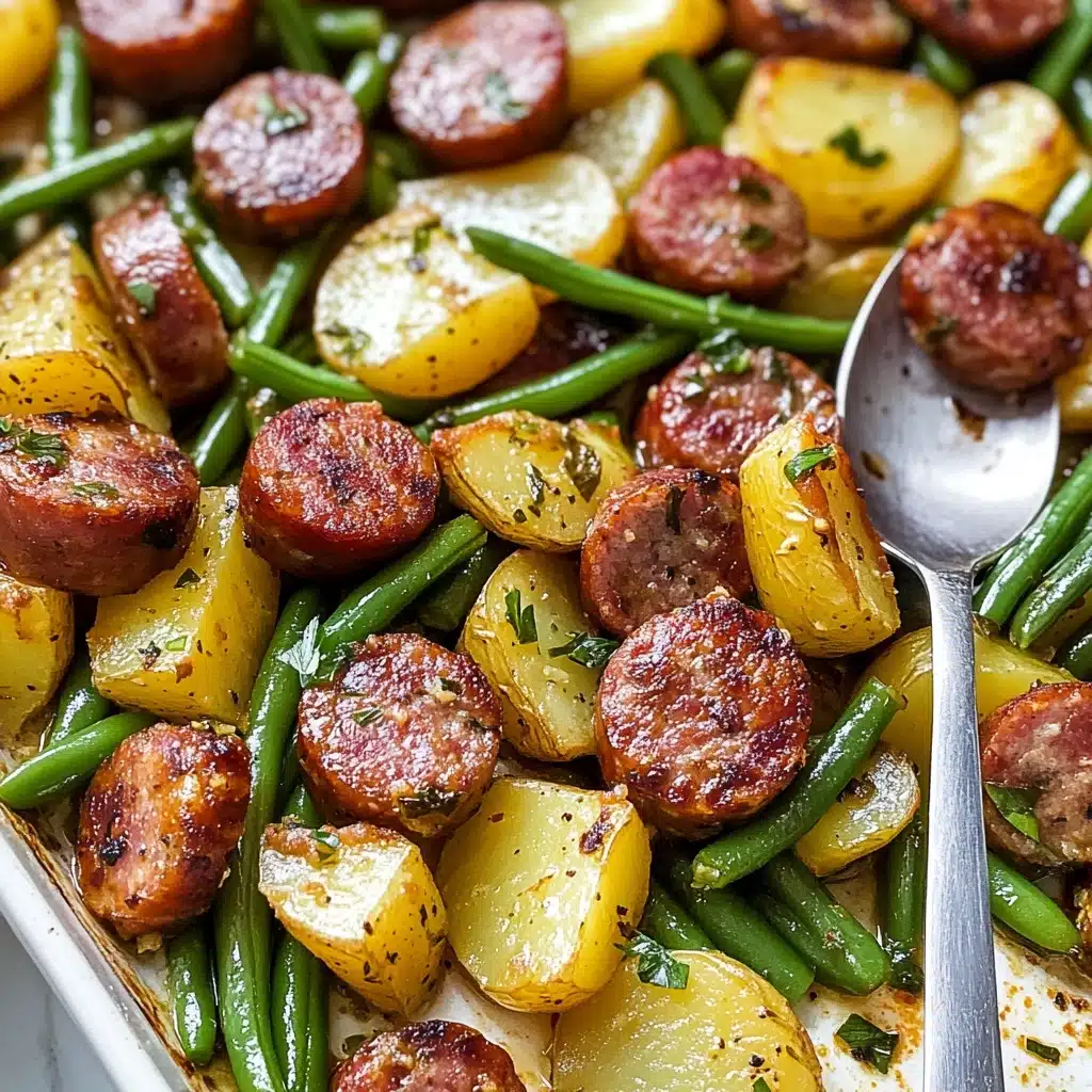 Sheet Pan Sausage with Potatoes & Green Beans Recipe - Recipe Image