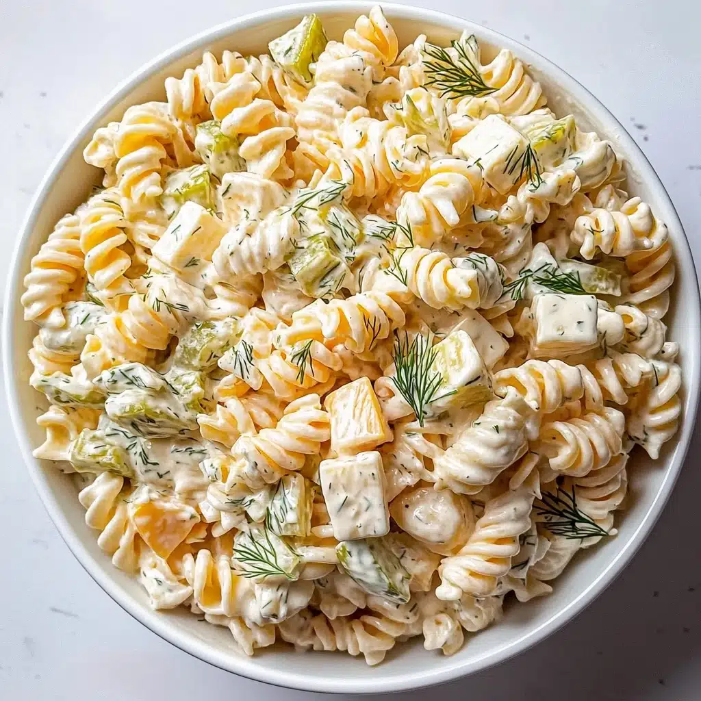 The Best Creamy Dill Pickle Pasta Salad Recipe - Recipe Image