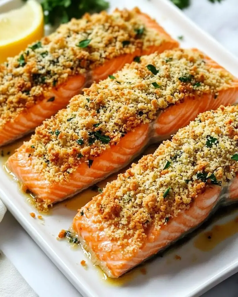 Honey Mustard Baked Salmon with Panko Crust Recipe