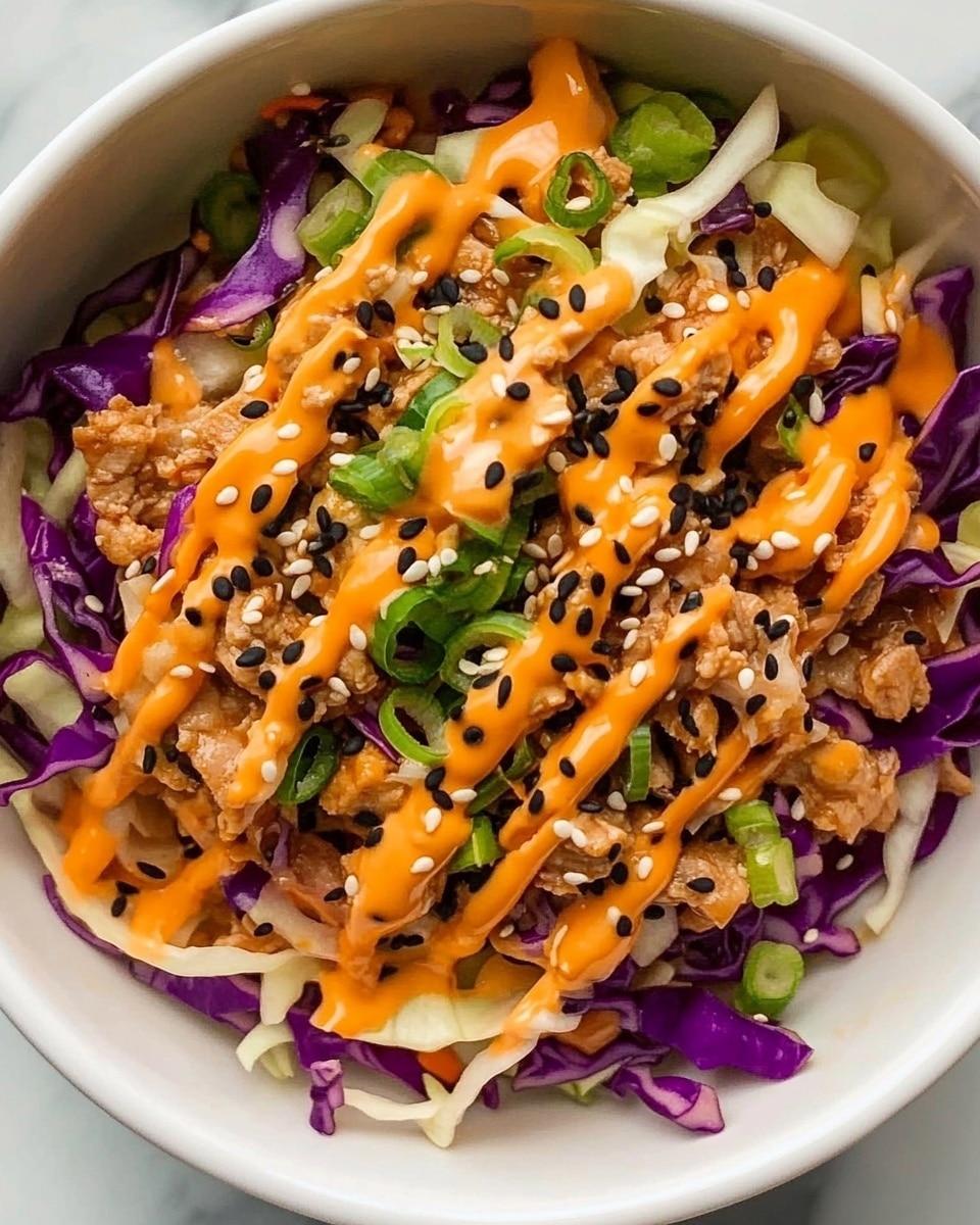 Egg Roll in a Bowl with Creamy Chili Sauce Recipe - Recipe Image