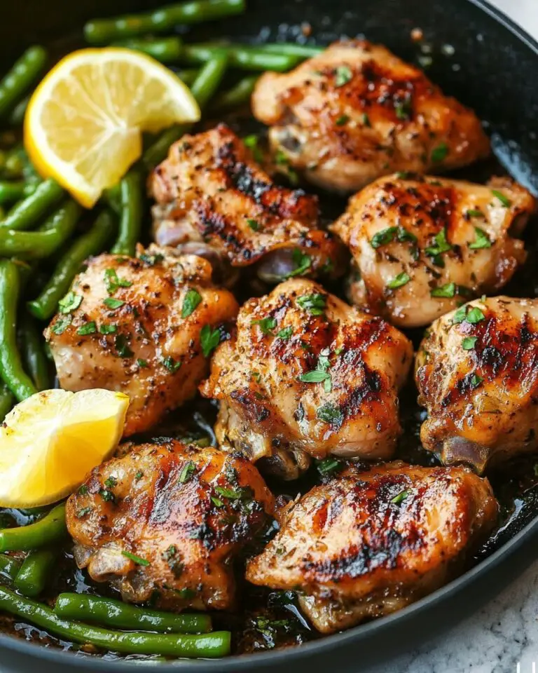 Lemon Garlic Butter Chicken and Green Beans Skillet Recipe