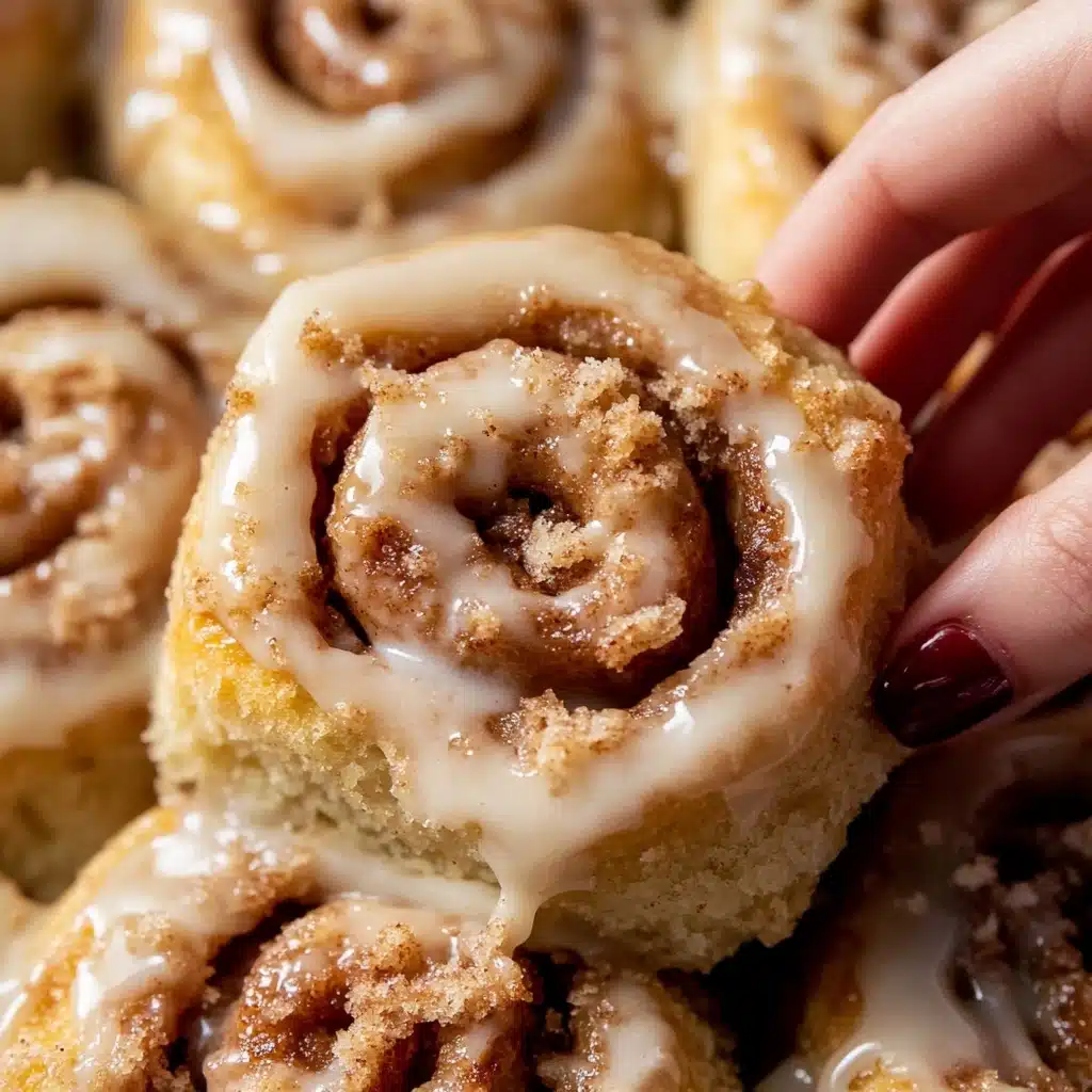 Peach Cobbler Cinnamon Rolls with Crumb Topping Recipe - Recipe Image