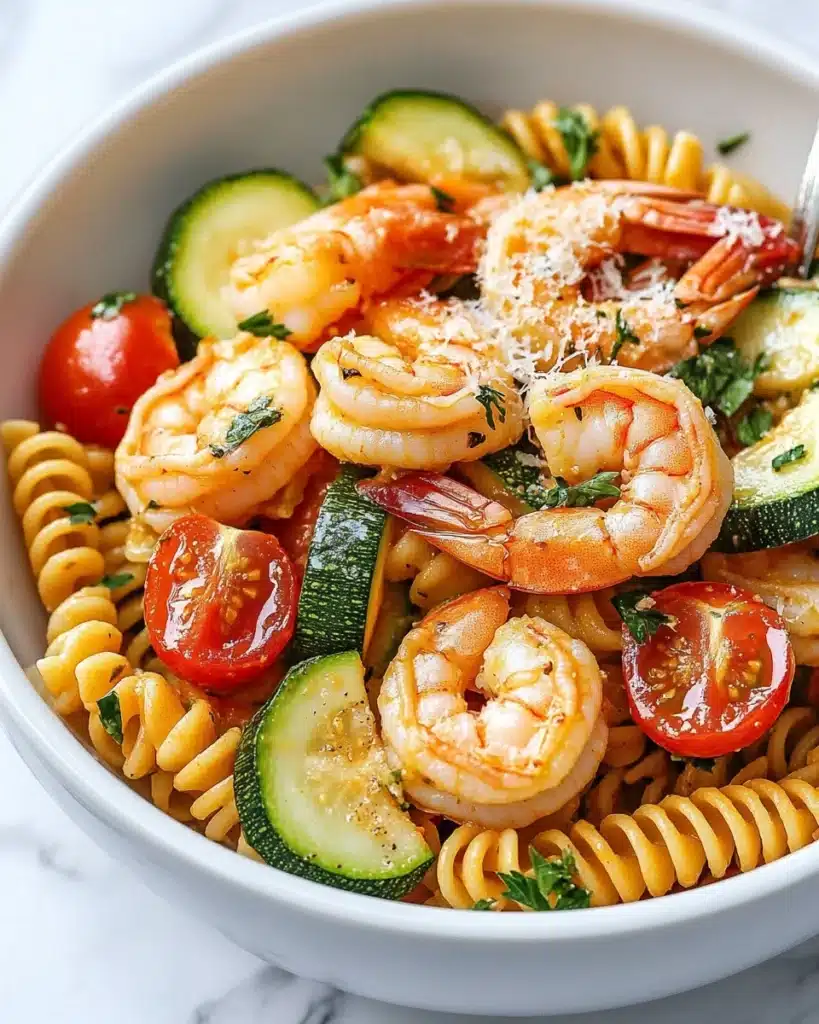 Tomato Zucchini Shrimp Pasta Recipe