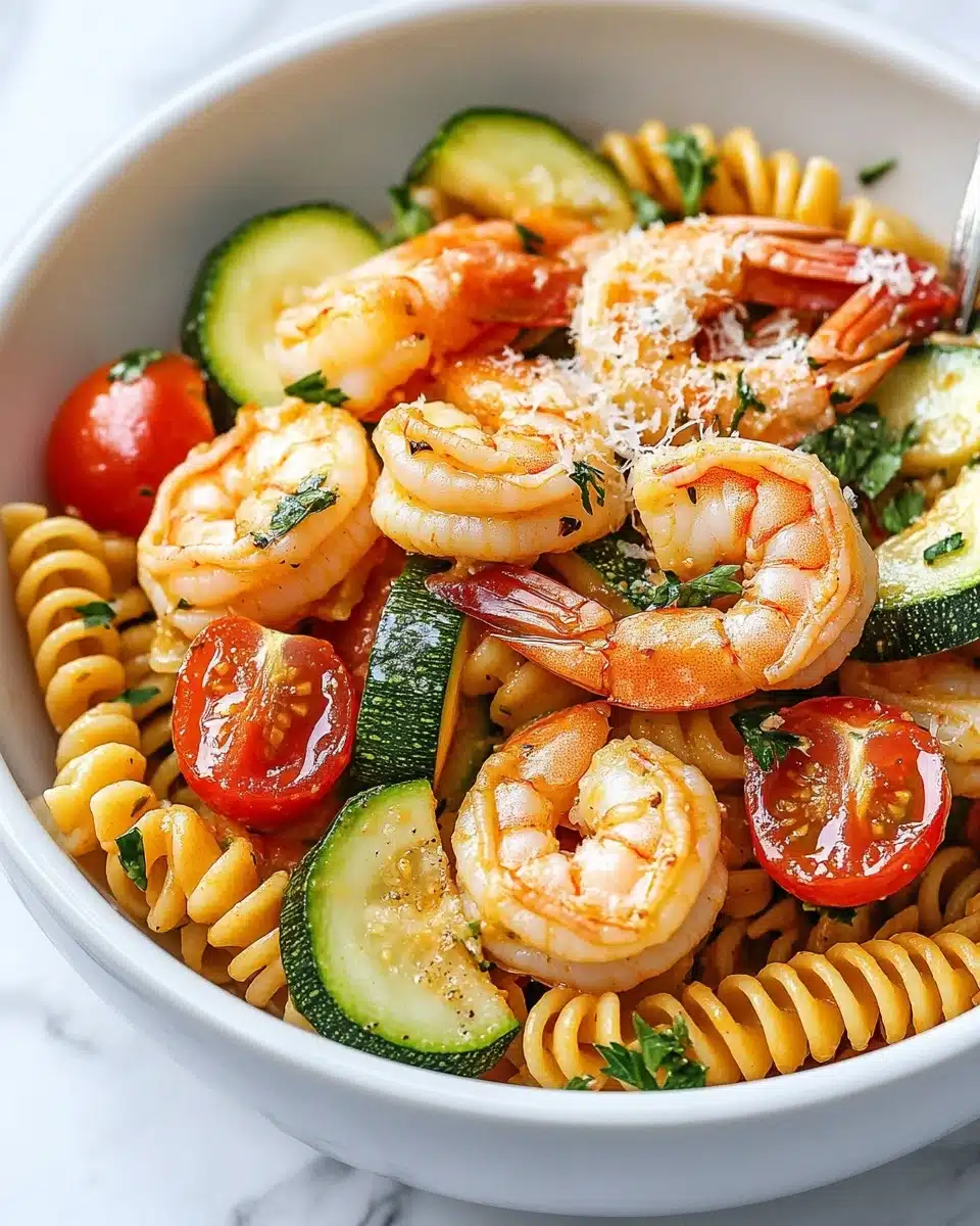 Tomato Zucchini Shrimp Pasta Recipe