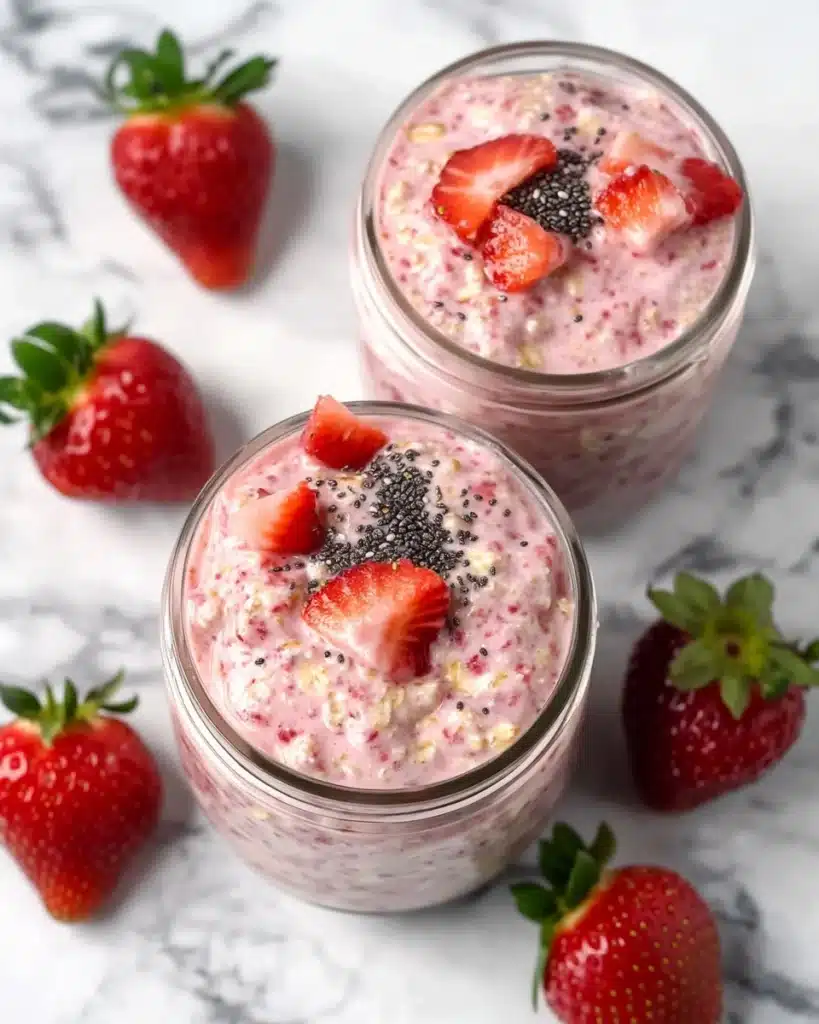 Strawberries and Cream Overnight Oats Recipe