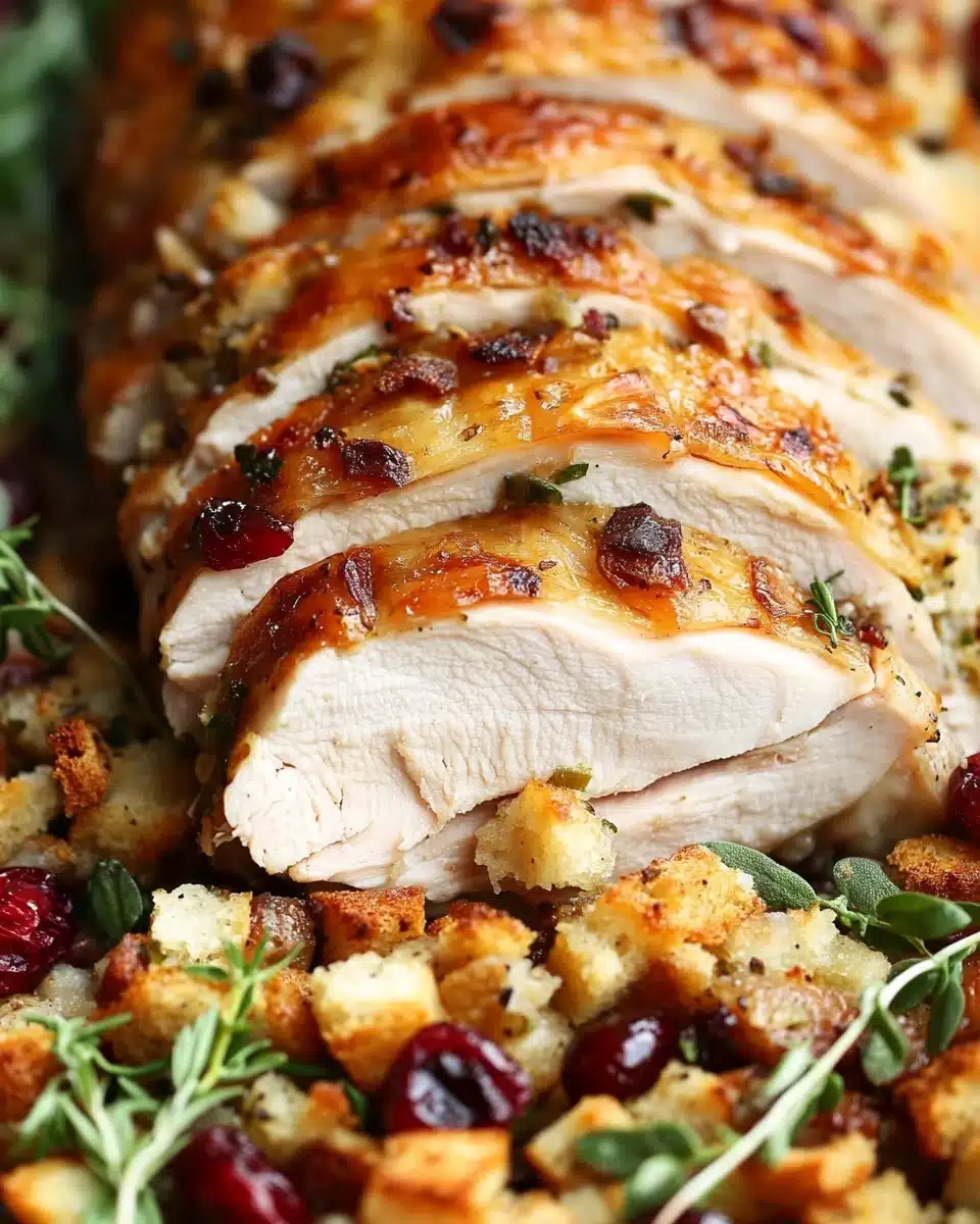 Sheet Pan Herb Roasted Turkey and Cranberry Pecan Stuffing Recipe