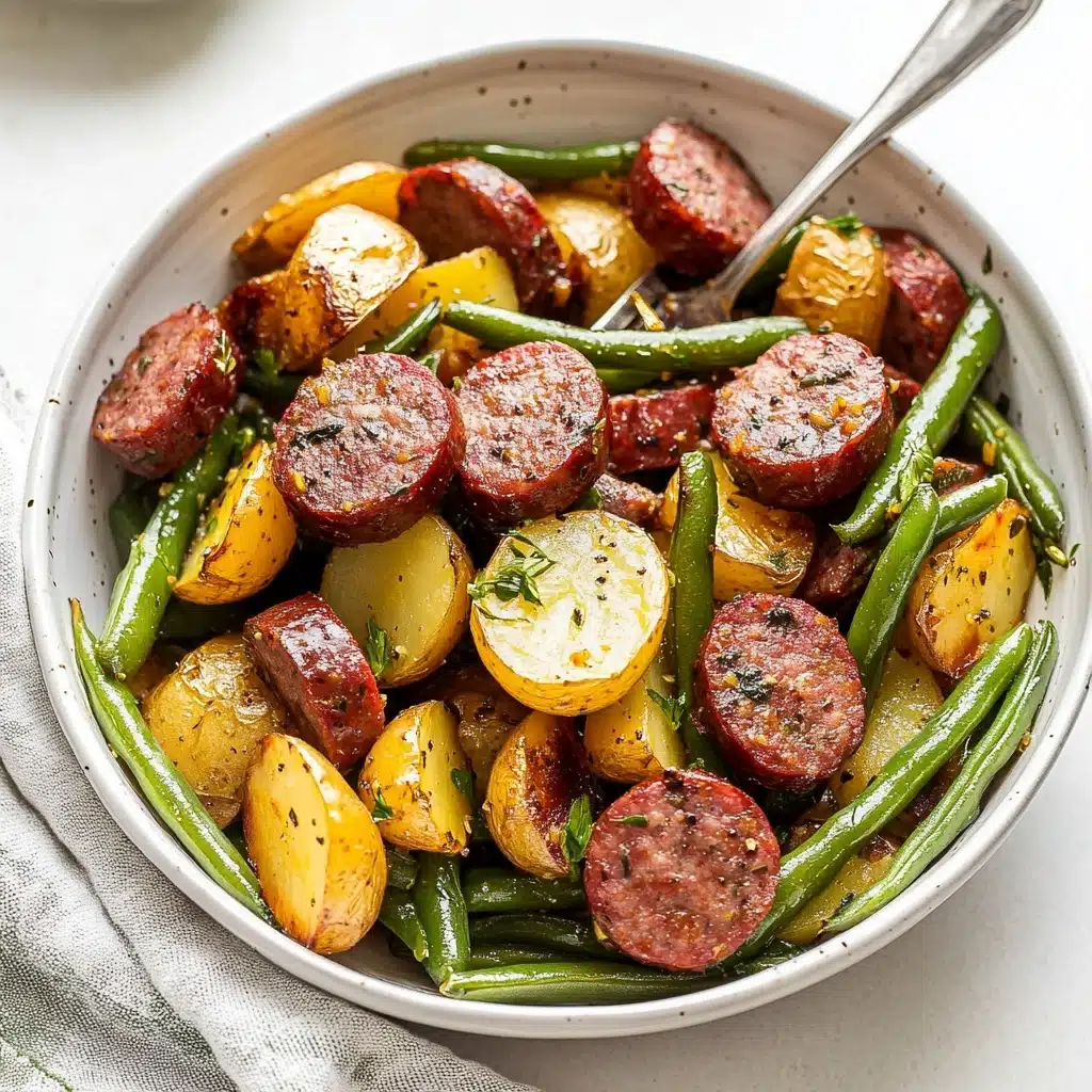 Sheet Pan Sausage with Potatoes & Green Beans Recipe - Recipe Image