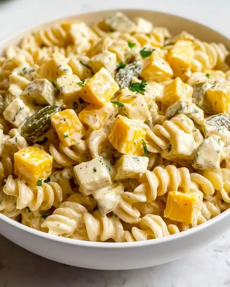 The Best Creamy Dill Pickle Pasta Salad Recipe