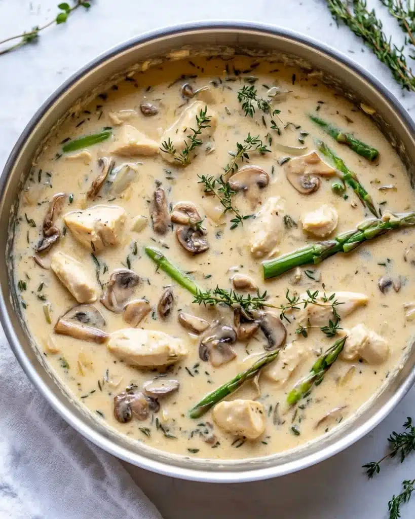 One Pot Creamy Chicken and Asparagus Recipe