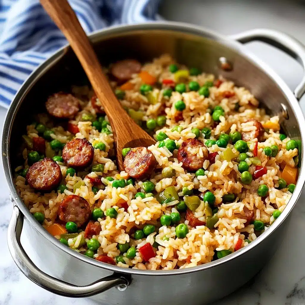 Smoked Sausage and Rice, easy sausage and rice dinner, hearty sausage and rice meal, savory sausage rice skillet, quick sausage and rice recipe