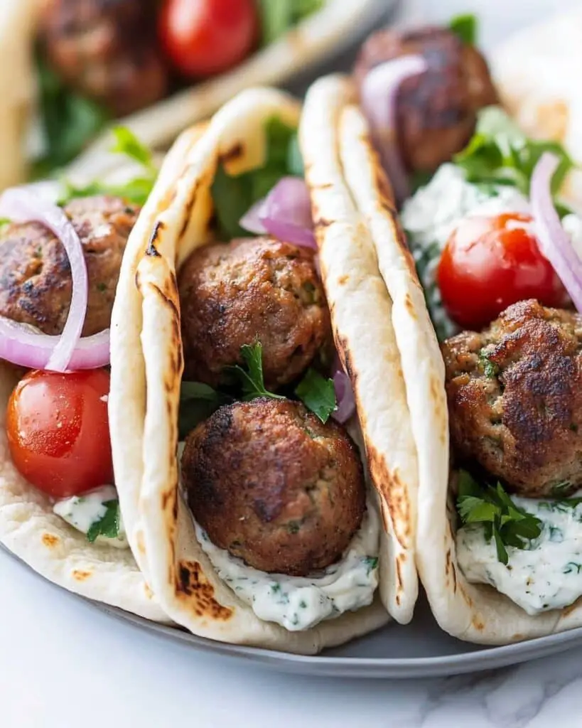 Greek Turkey Meatball Gyro with Tzatziki Recipe