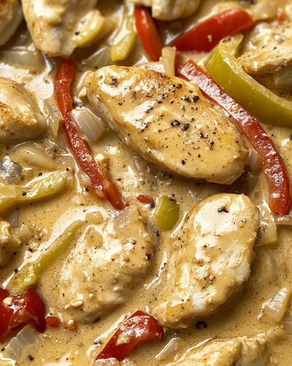 Creamy Pepperoncini Chicken, spicy chicken dinner, easy creamy chicken recipe, tangy pepperoncini chicken, weeknight chicken meal