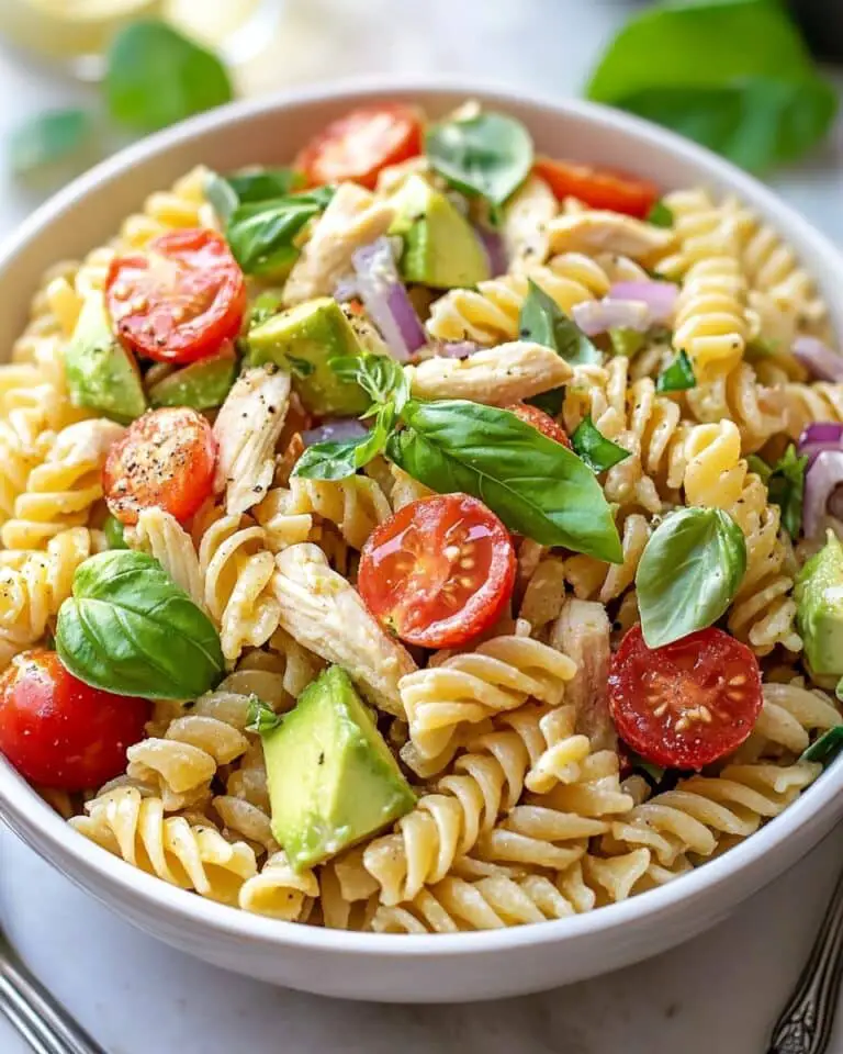 Healthy Chicken Pasta Salad with Avocado and Cherry Tomatoes Recipe