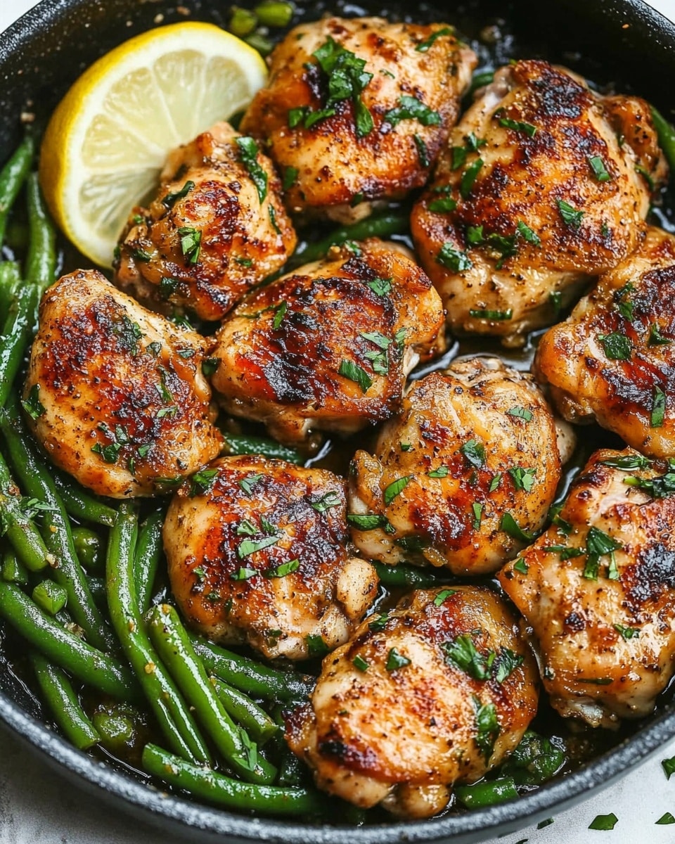 Lemon Garlic Butter Chicken and Green Beans Skillet Recipe - Recipe Image